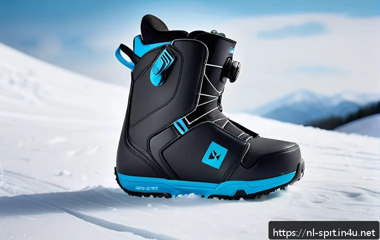 스노우보드 부츠 브랜드 추천 - A detailed close-up of a modern snowboard boot featuring a BOA closure system, showcasing the sleek ...